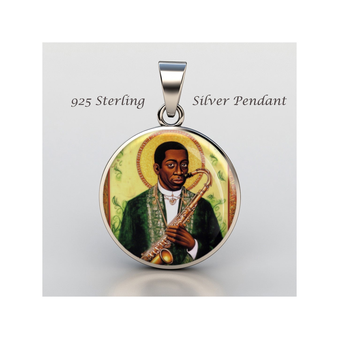 Saint John Coltrane Catholic sterling silver 925 Christian Medal Patron Pendant image 0