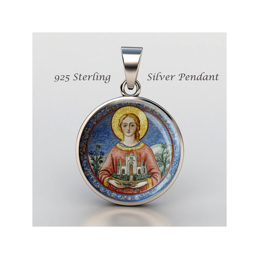Saint Seraphina Religious Devotional sterling silver 925 Christian Medal Patron Pendant
