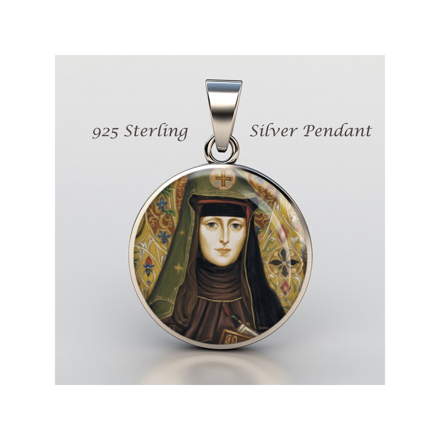Saint Hildegard Of Bingen Catholic sterling silver 925 Christian Medal Patron image 0