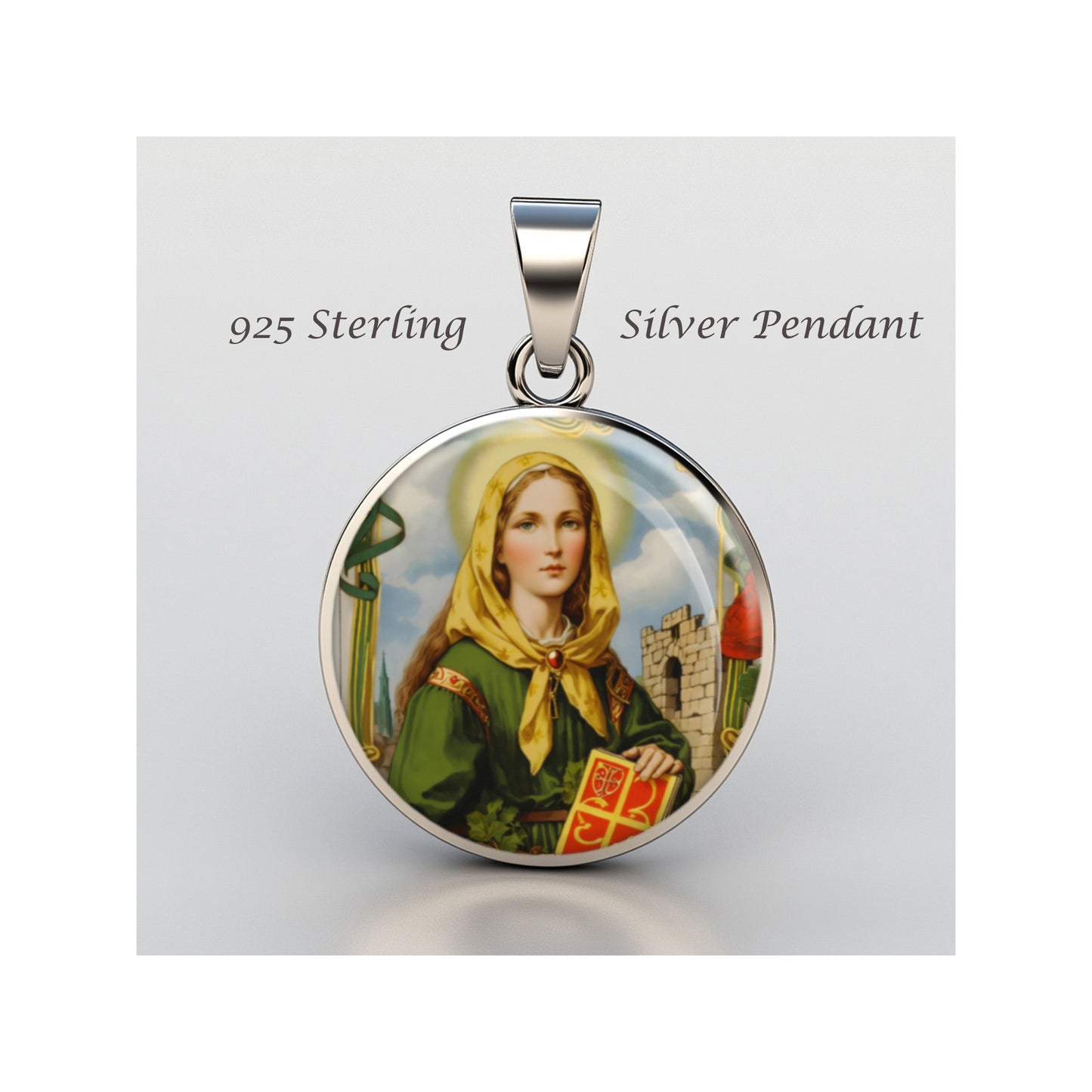 Saint Dymphna Catholic sterling silver 925 Christian Medal Patron Pendant image 0