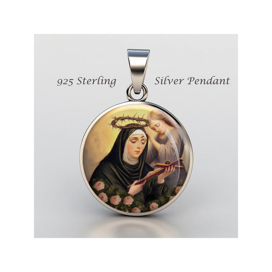 Saint Rita Of Cascia Religious Christian sterling silver 925 Christian Medal Patron Pendant