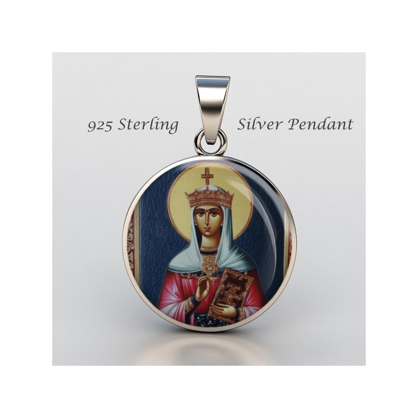 Saint Olena Religious Devotional sterling silver 925 Christian Medal Patron Pendant