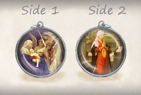 Song of the Angels Pregnant St Elizabeth Catholic Medal. Virgin Mary Catholic Religious Pendant Charm.