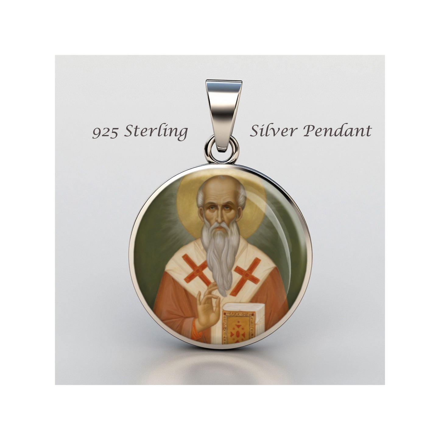 Saint Polycarp Catholic sterling silver 925 Christian Medal Patron Pendant image 0