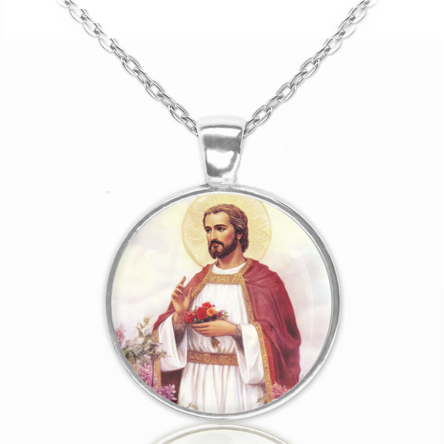 St. Valentine Necklace Catholic Saint Pendant Medal image 0