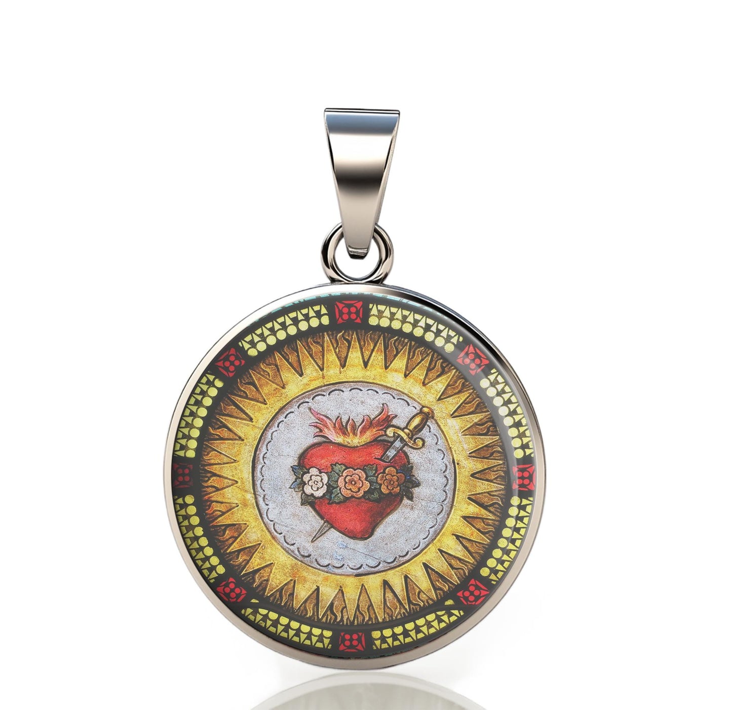 Our Lady Immaculate Mary 925 Sterling Silver I Round Pendant Christian Religious Medal Small 20mm