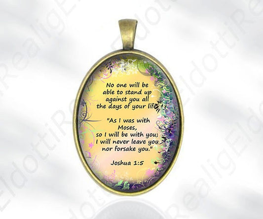No one will be able to stand Bible quote Joshua 1:5 - Christian Catholic Medal Pendant Religious Jewelry