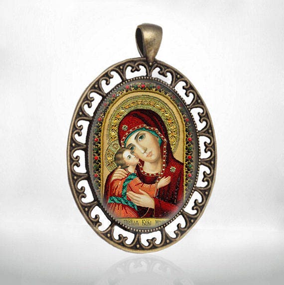 Virgin Mary Medal Igorevskaya Theotokos Christian Orthodox Jewelry Pendant Icon