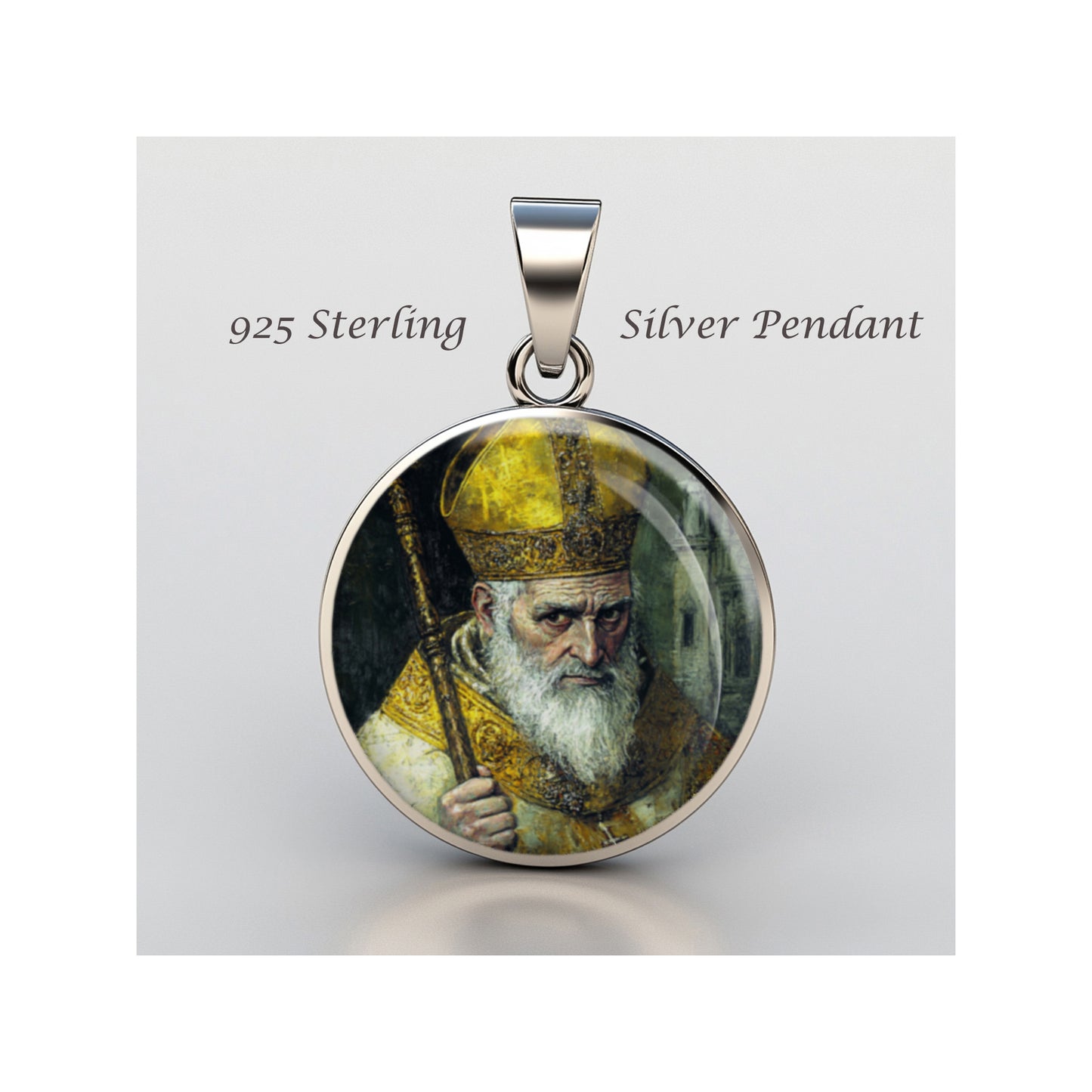 Saint Eusebius Catholic sterling silver 925 Christian Medal Patron Pendant image 0