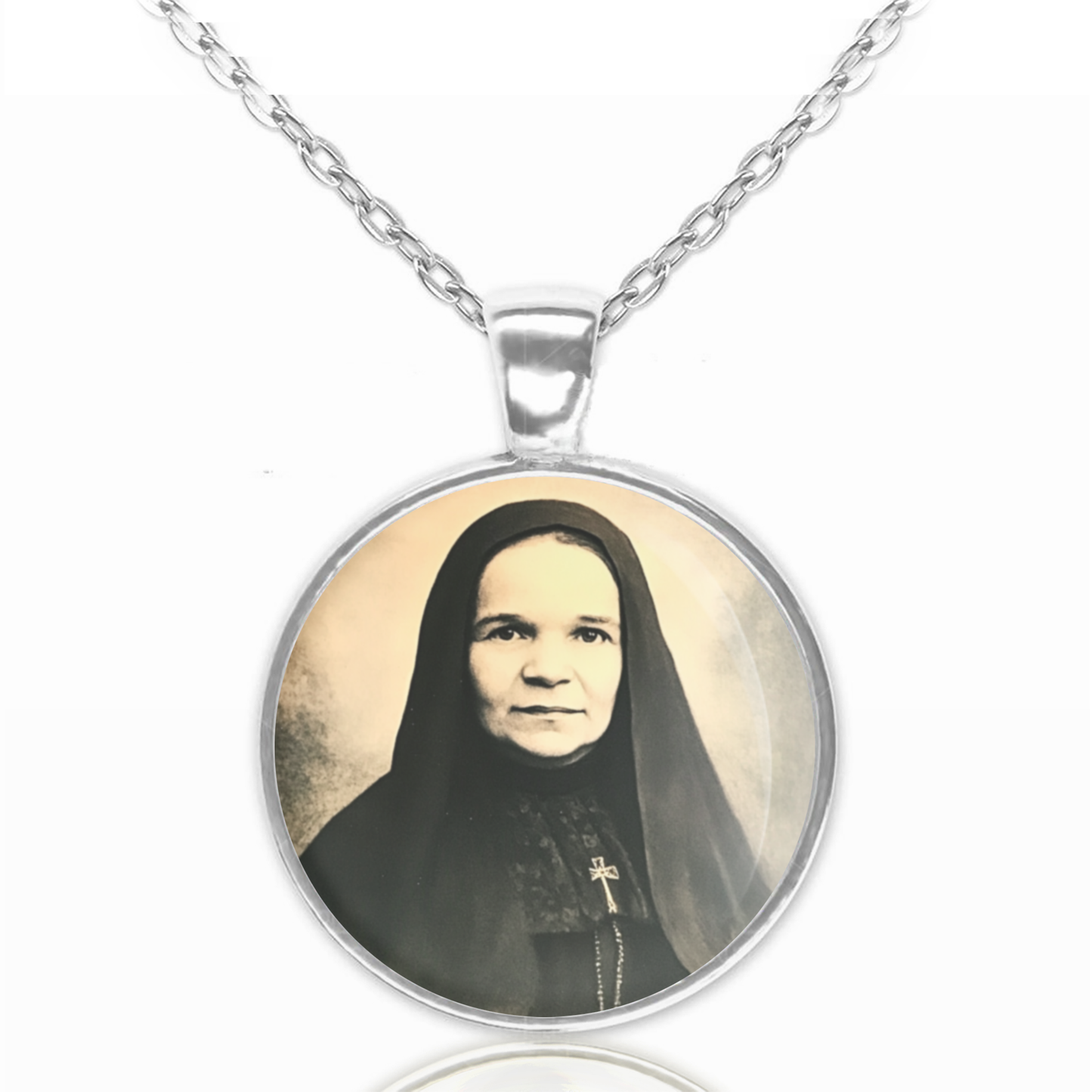 St. Mother Francis Cabrini Necklace Catholic Saint Pendant Medal image 0