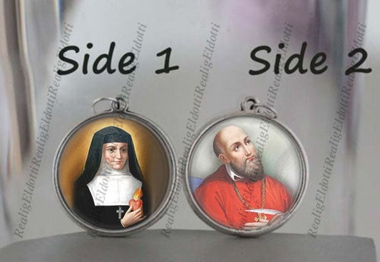St Jane Frances Chantal / St Frances de Sales Catholic Religious Medal Pendant