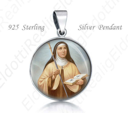 St Odilia Religious Christian 925 Sterling Silver Medal Round Pendant 20mm Jewelry for Necklace