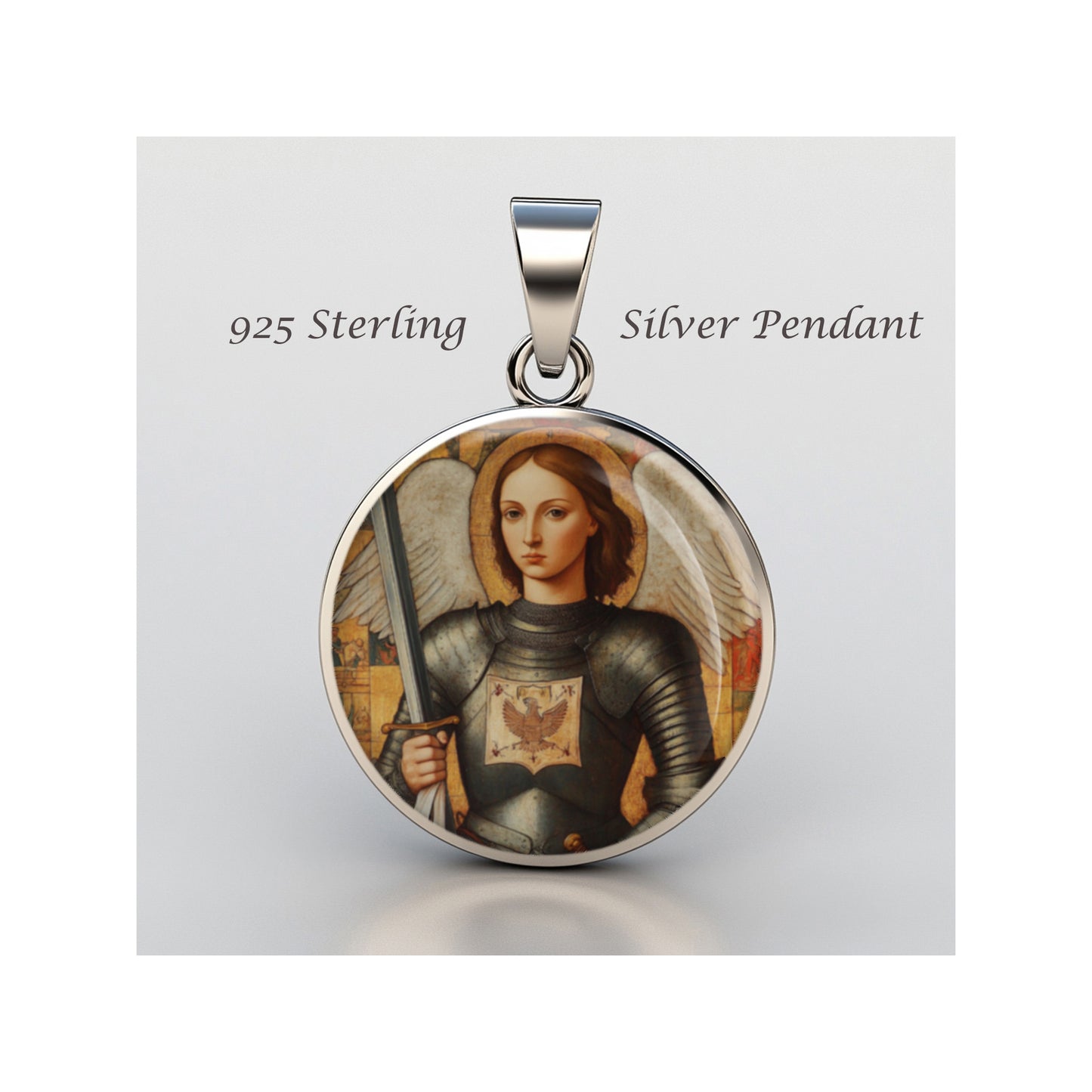 Saint Joan Of Arc Catholic sterling silver 925 Christian Medal Patron Pendant image 0