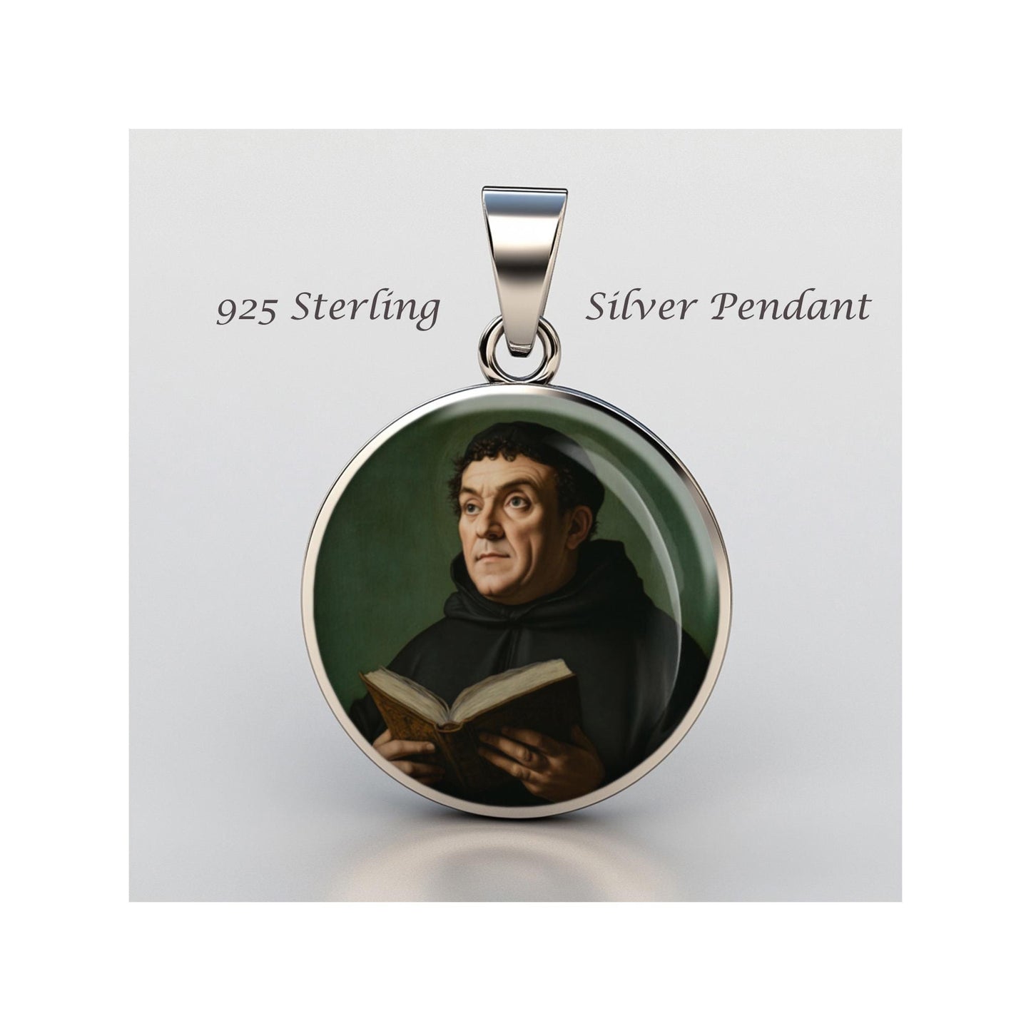 Saint Thomas Aquinas Religious Christian sterling silver 925 Christian Medal Patron Pendant