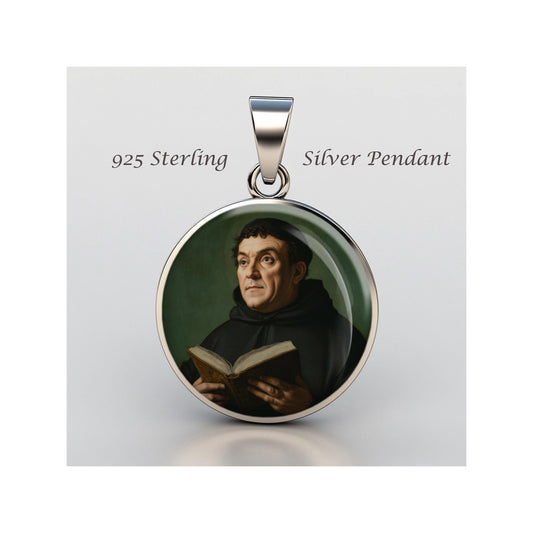 Saint Thomas Aquinas Religious Christian sterling silver 925 Christian Medal Patron Pendant
