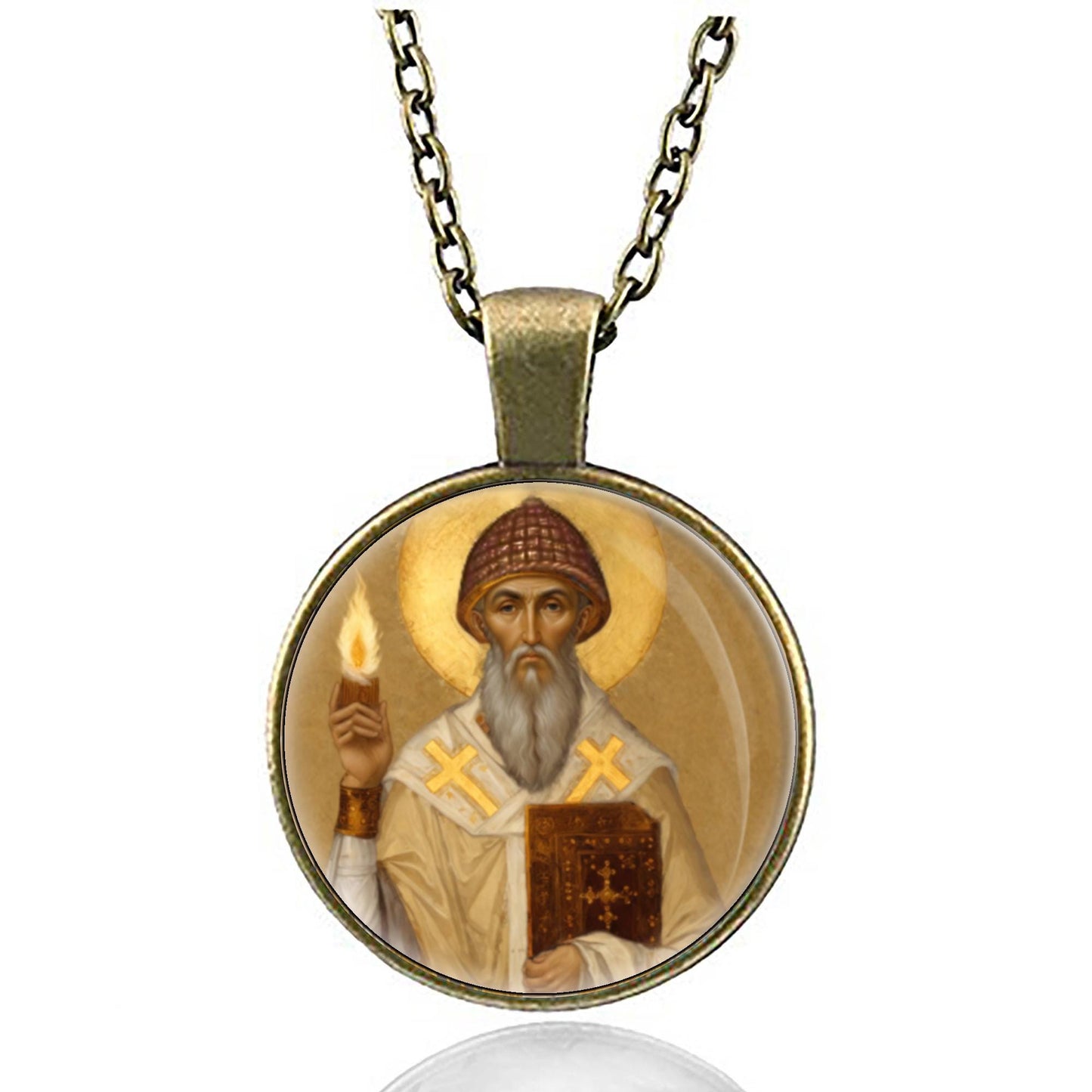 St Spyridon Saint Orthodox Medal Necklace Pendant