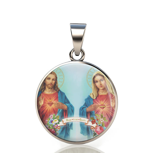 Our Lady Alliance Catholic Mary 925 Sterling Silver Round Pendant Christian Religious Medal Small 20mm