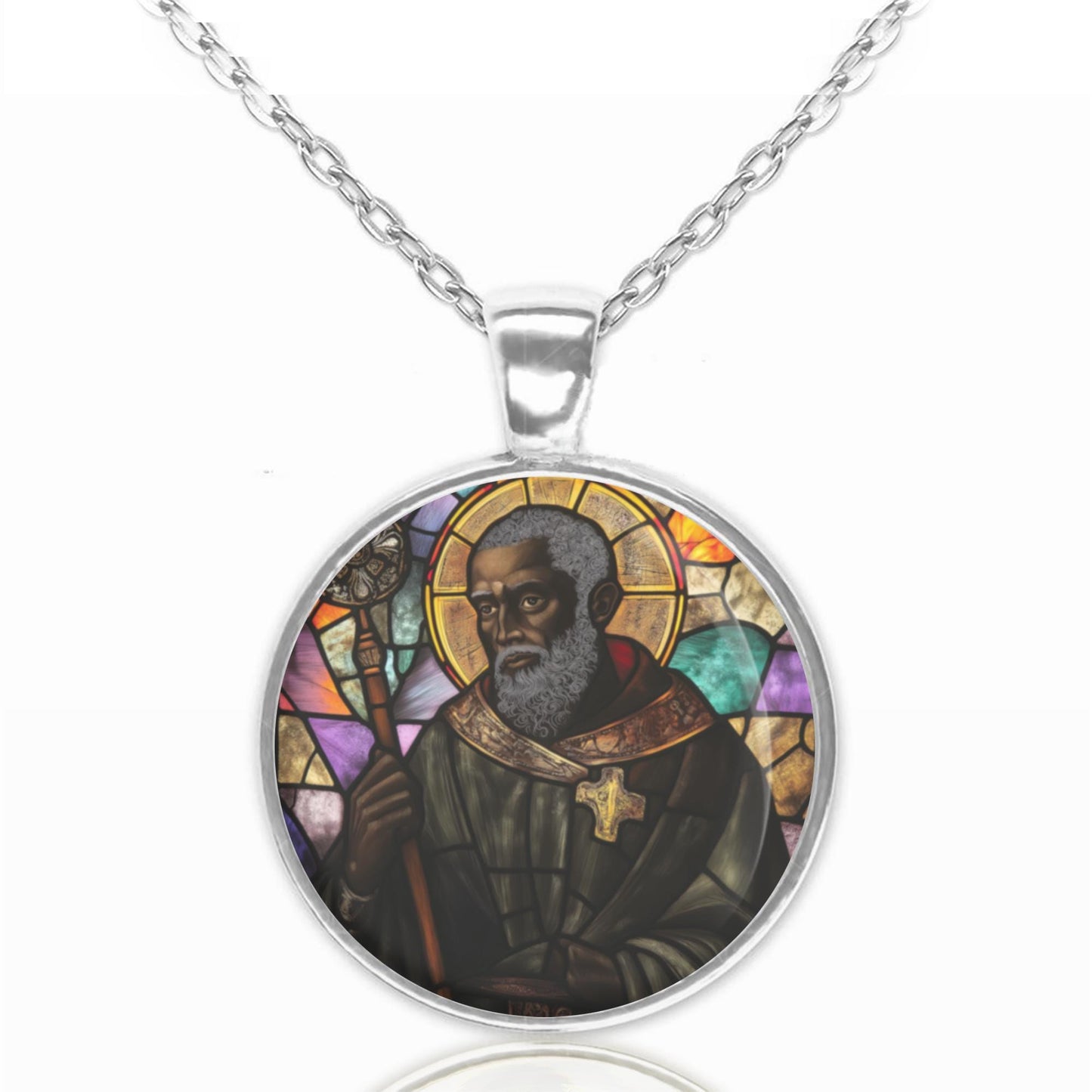 St Benedict the Moor Necklace Pendant Medal