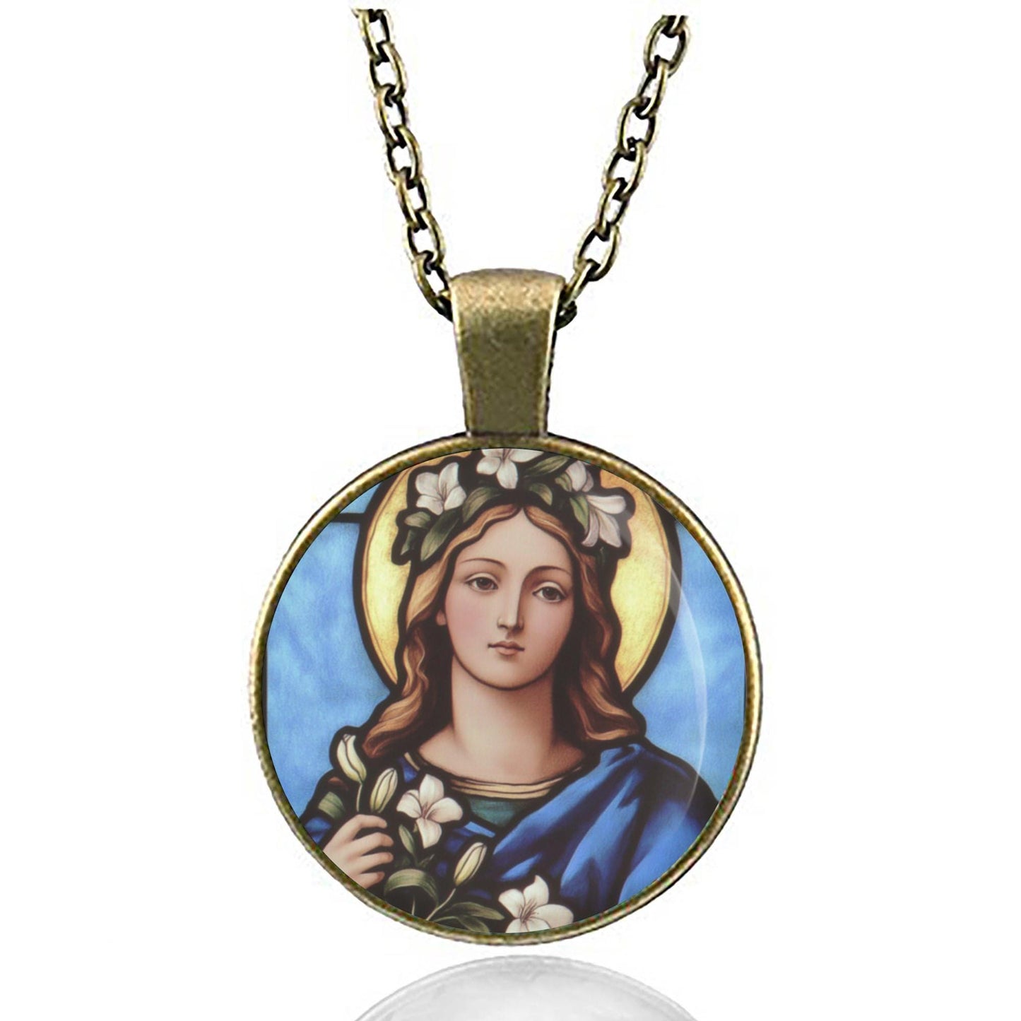 St. Rosalia of Palermo Catholic Necklace Religious Jewelry Patron Saint Medal Pendant