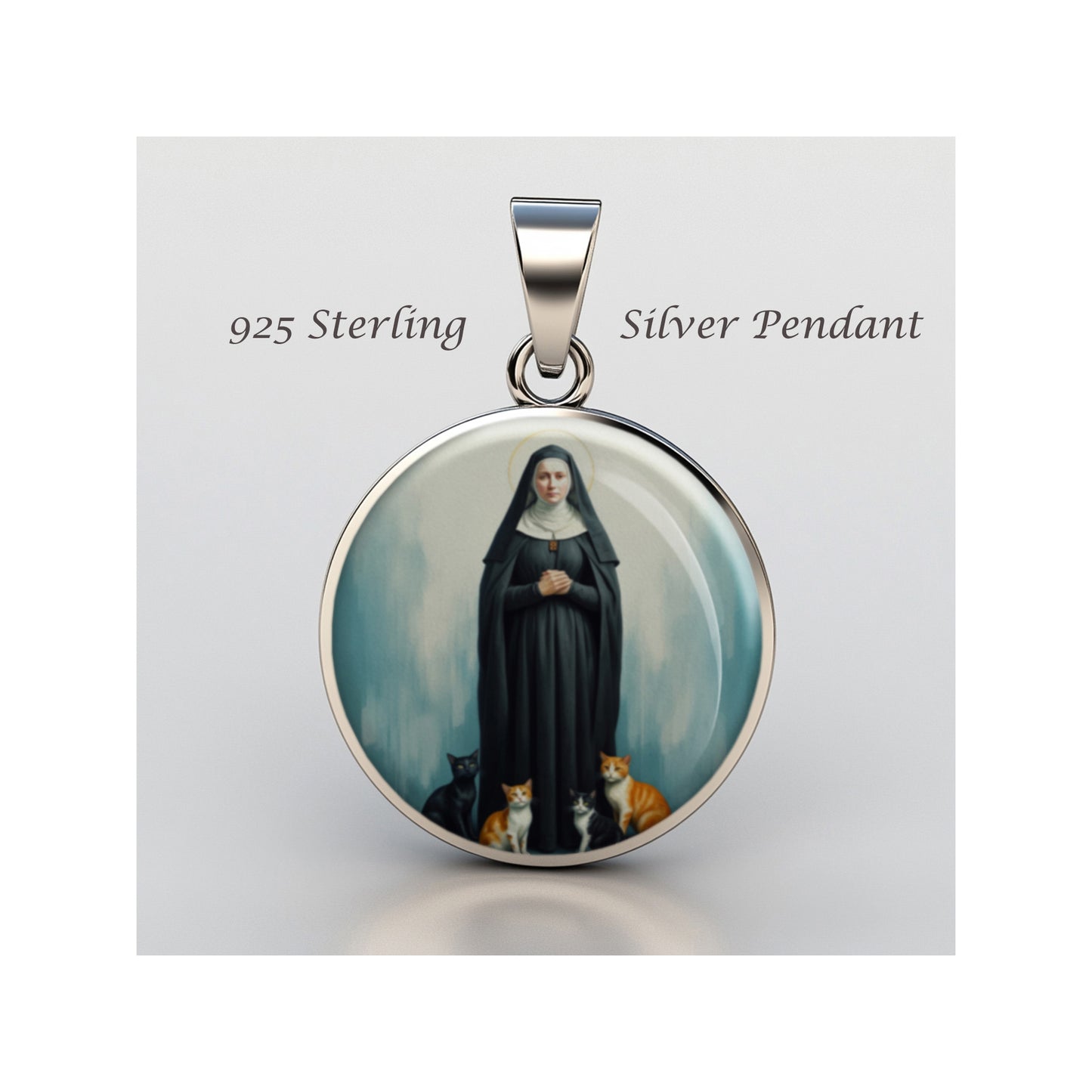 Saint Gertrude Of Nivelles Catholic sterling silver 925 Christian Medal Patron image 0