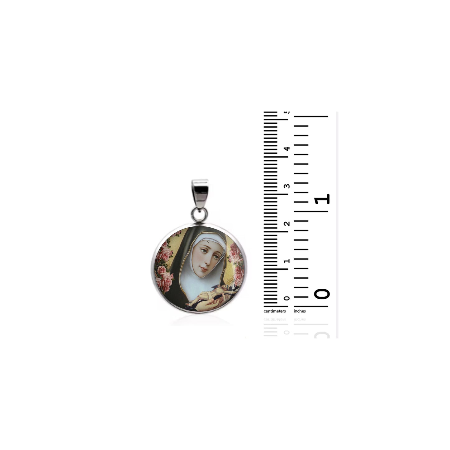 Saint Rita Of Cascia Catholic sterling silver 925 Christian Medal Patron Pendant image 1