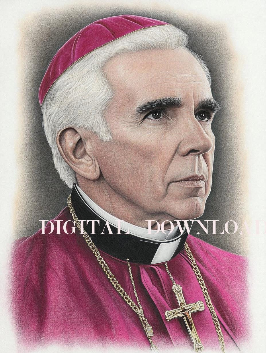 Bishop Fulton Sheen Religious Catholic Print Art Digital Image image 0