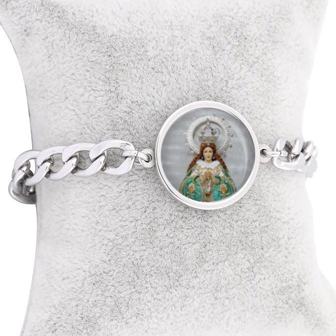 Our Lady Remedies Curb Bracelet Gold or Silver tone Religious Jewelry Simple Chain