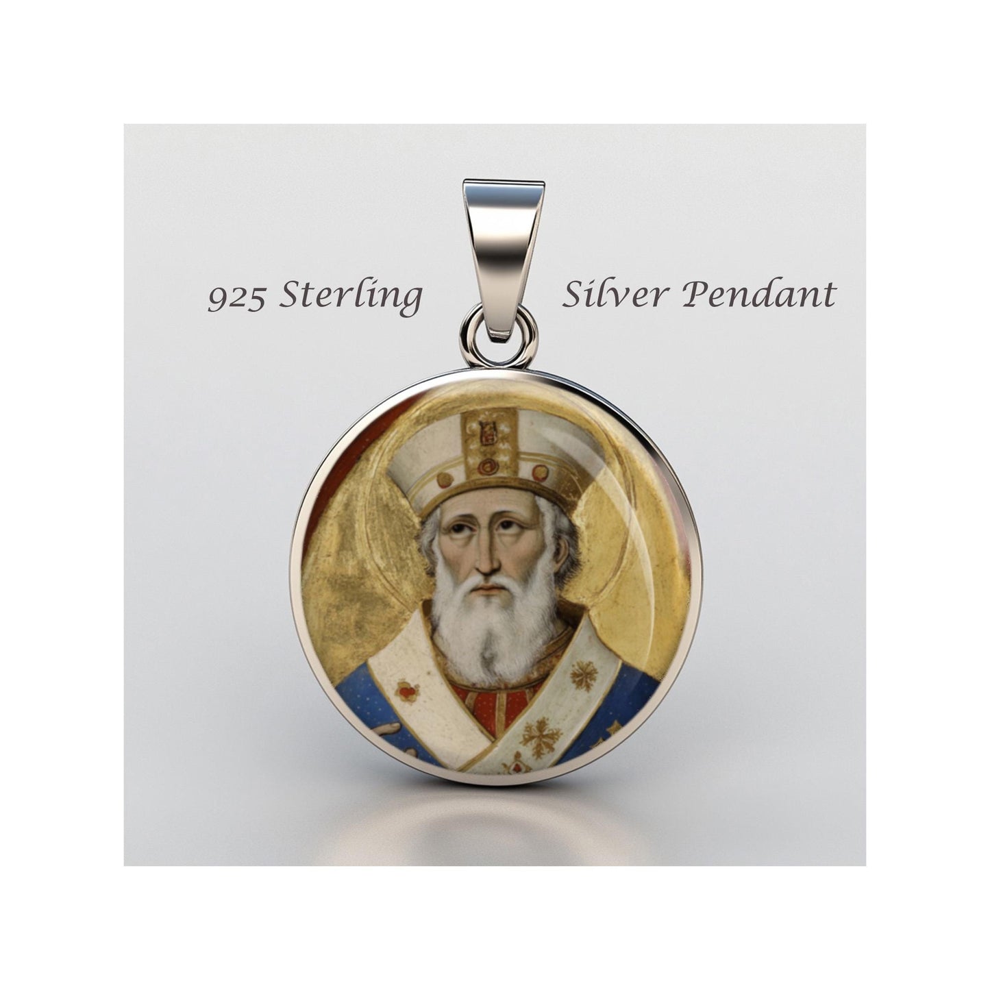 Saint Blaise Religious Devotional sterling silver 925 Christian Medal Patron Pendant