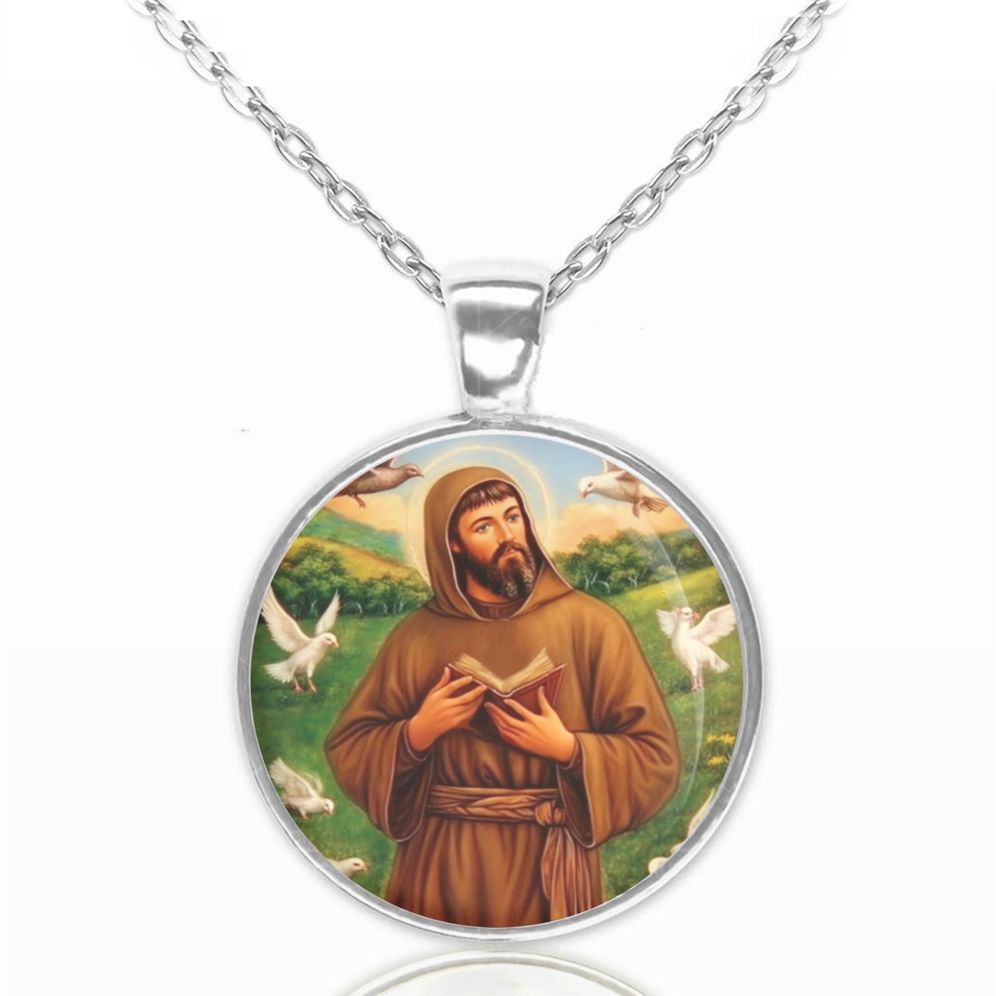 St. Francis of Assisi Catholic Medal Pendant Necklace
