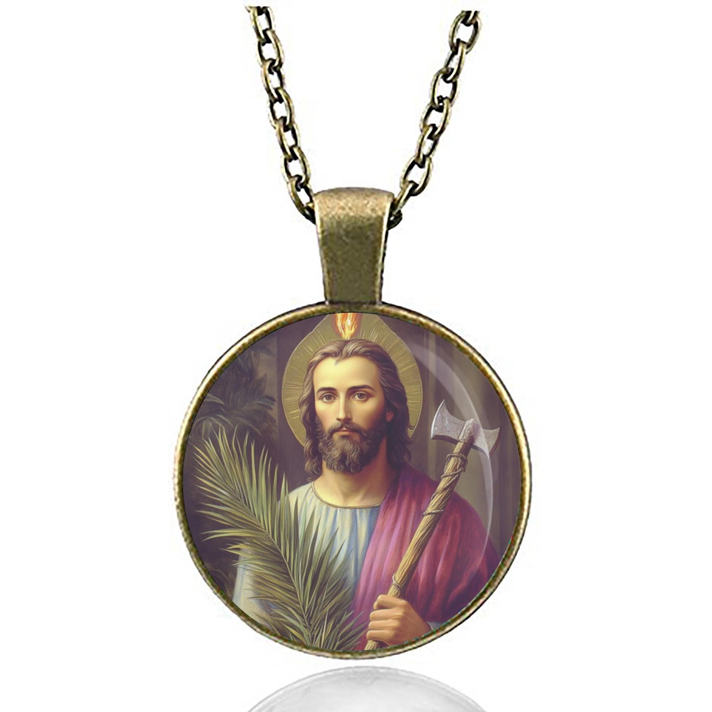 Saint Jude Religious Medal Pendant Necklace