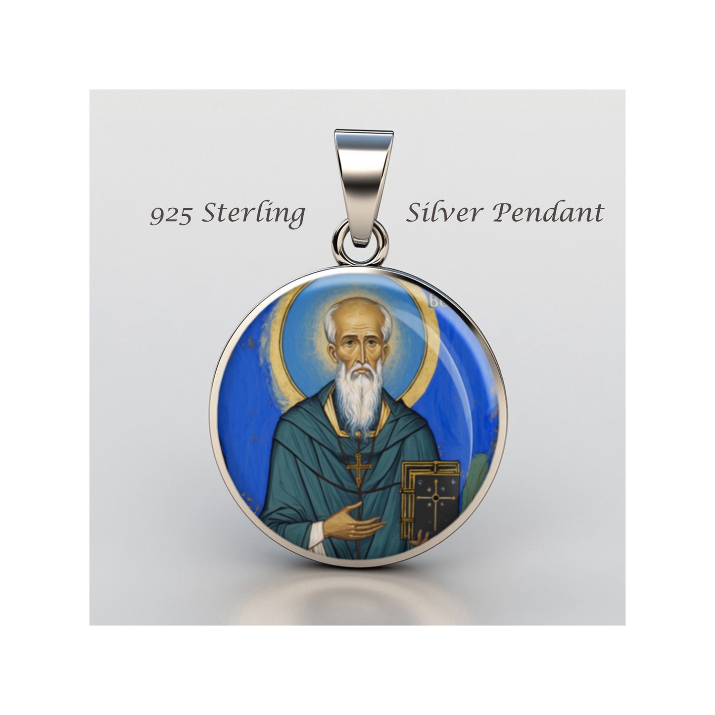 Saint Bede The Venerable Catholic sterling silver 925 Christian Medal Patron image 0