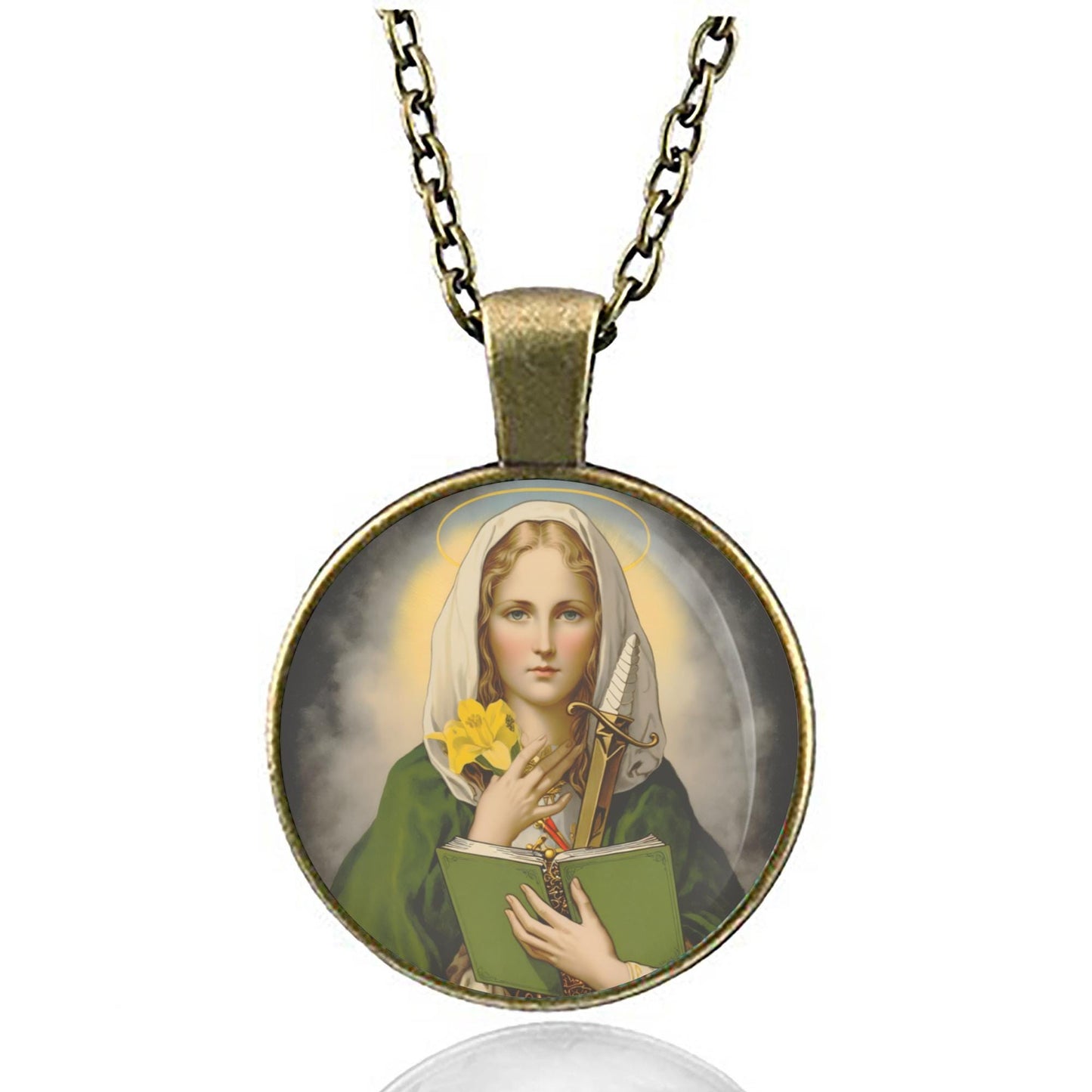 Saint Dymphna Patron of mentally ill Catholic Pendant Necklace Medal