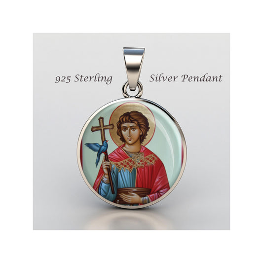 Saint Tryphon Religious Devotional sterling silver 925 Christian Medal Patron Pendant