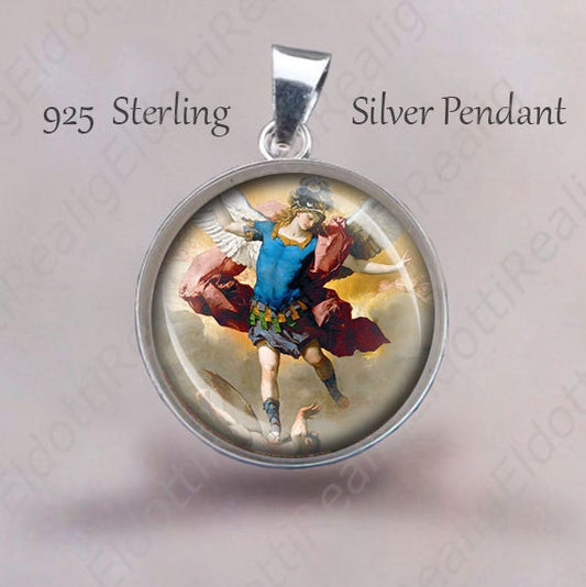 St. MICHAEL The ARCHANGEL Religious Christian Pendant. Sterling Silver 925 Pendant 20mm Jewelry