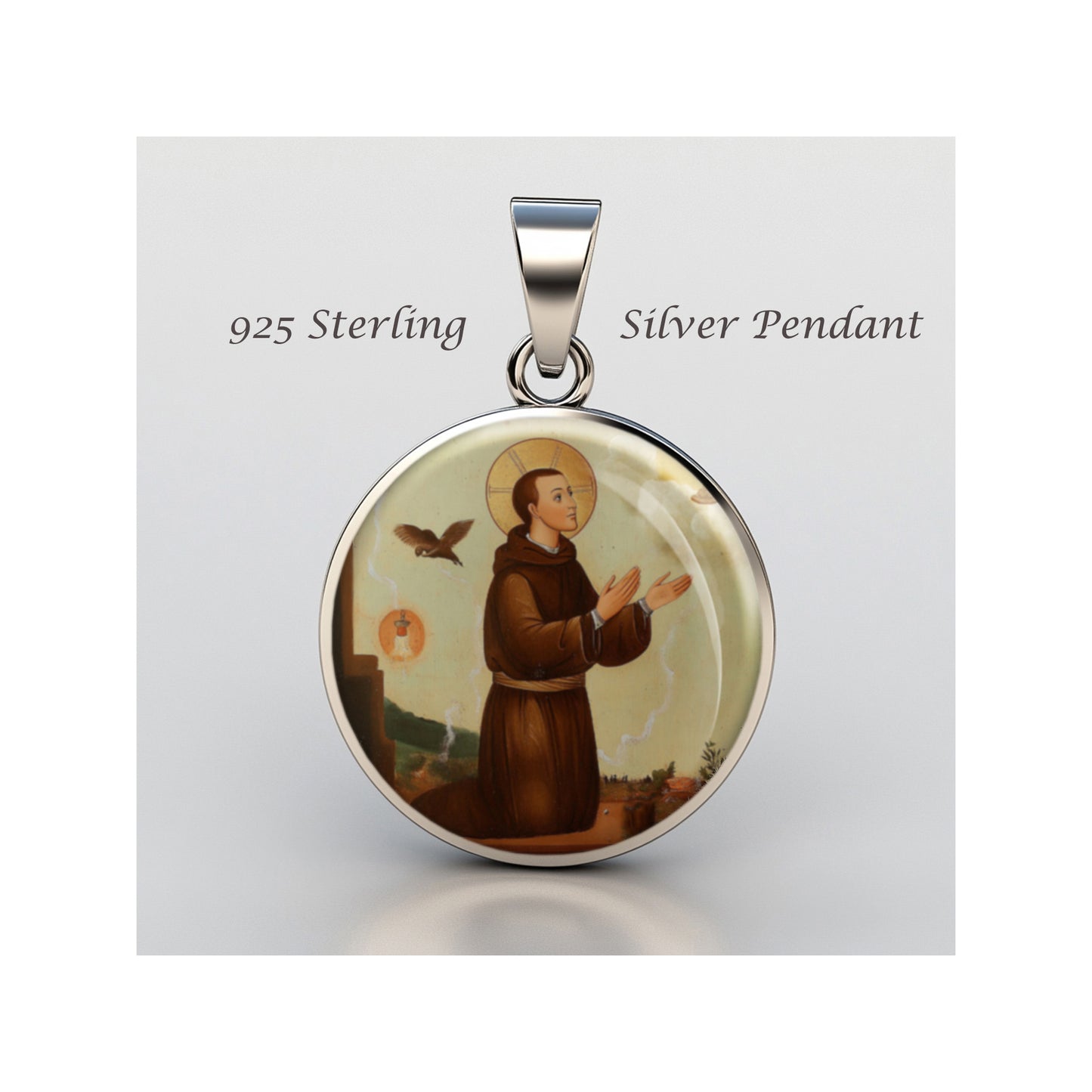 Saint Pascual Bailon Catholic sterling silver 925 Christian Medal Patron Pendant image 0