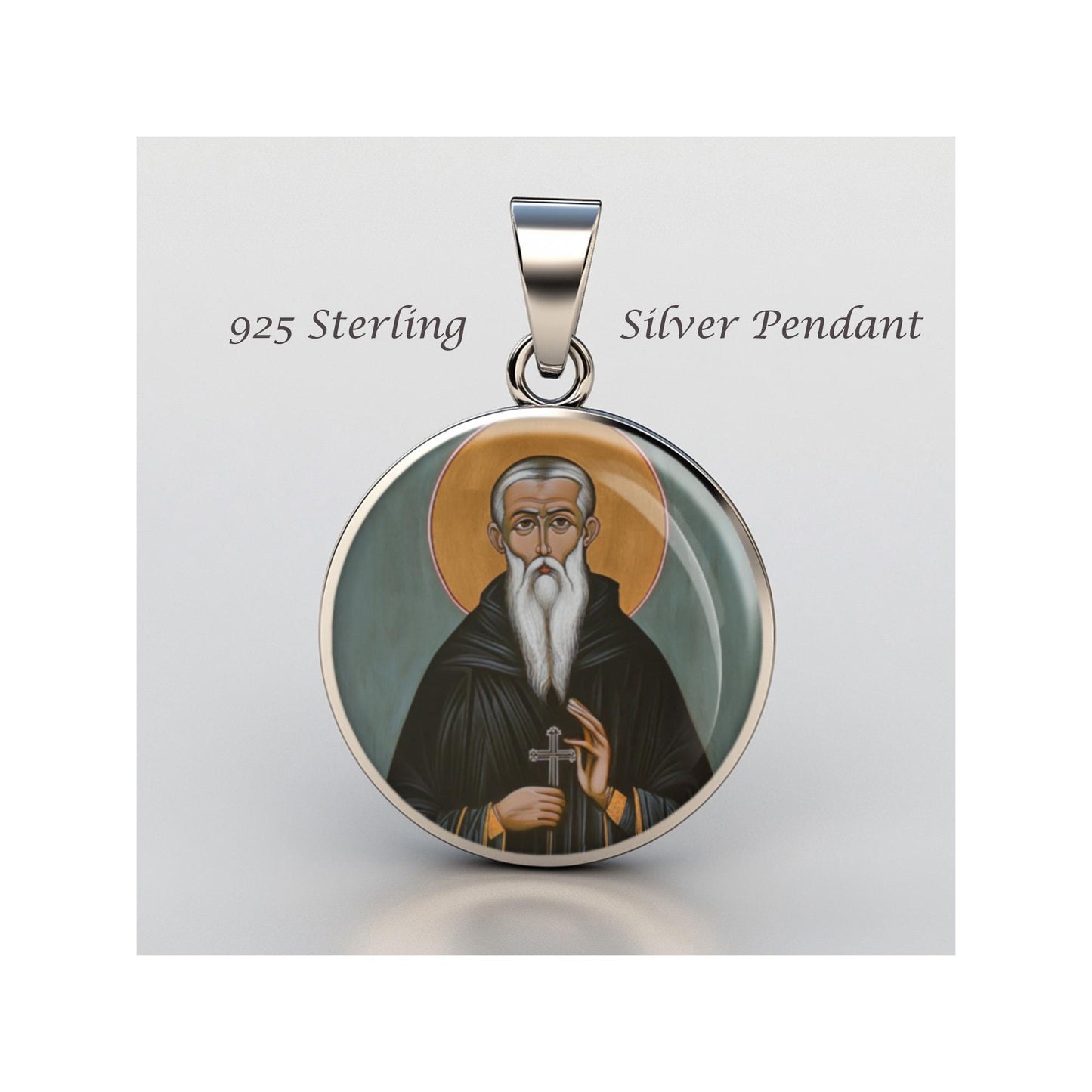 Saint Sabbatius Religious Devotional sterling silver 925 Christian Medal Patron Pendant