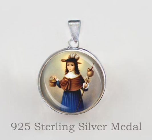 Holy Child of Atocha Spain Jesus Religious Christian Sterling Silver Medal. Christian 925 Silver Pendant
