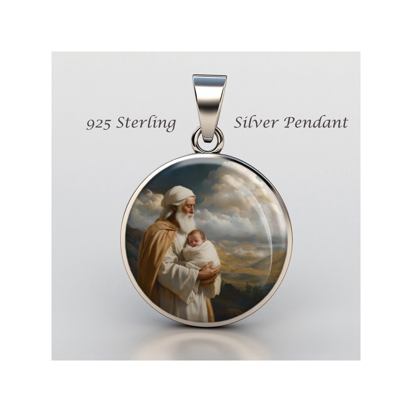 Saint Simeon Religious Devotional sterling silver 925 Christian Medal Patron Pendant