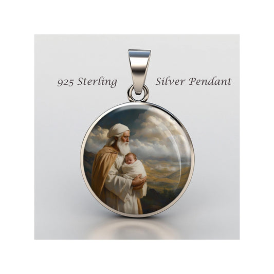 Saint Simeon Religious Devotional sterling silver 925 Christian Medal Patron Pendant