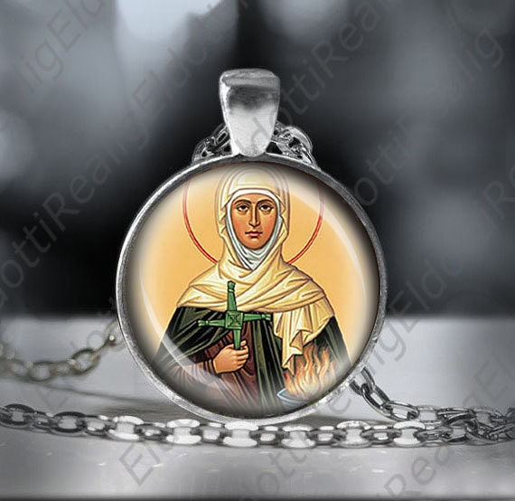 St BRIGIT of Ireland Catholic Necklace - Patron Saint Pendant Christian.