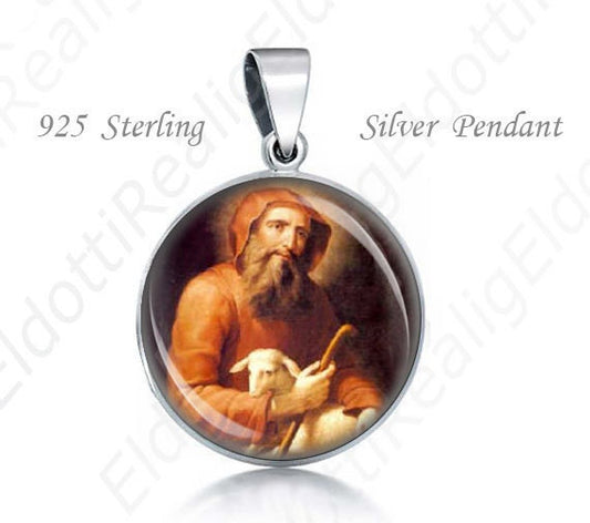 St Francis of Paola Religious Christian 925 Silver Medal Round Pendant 20mm Patron Saint Jewelry for Necklace