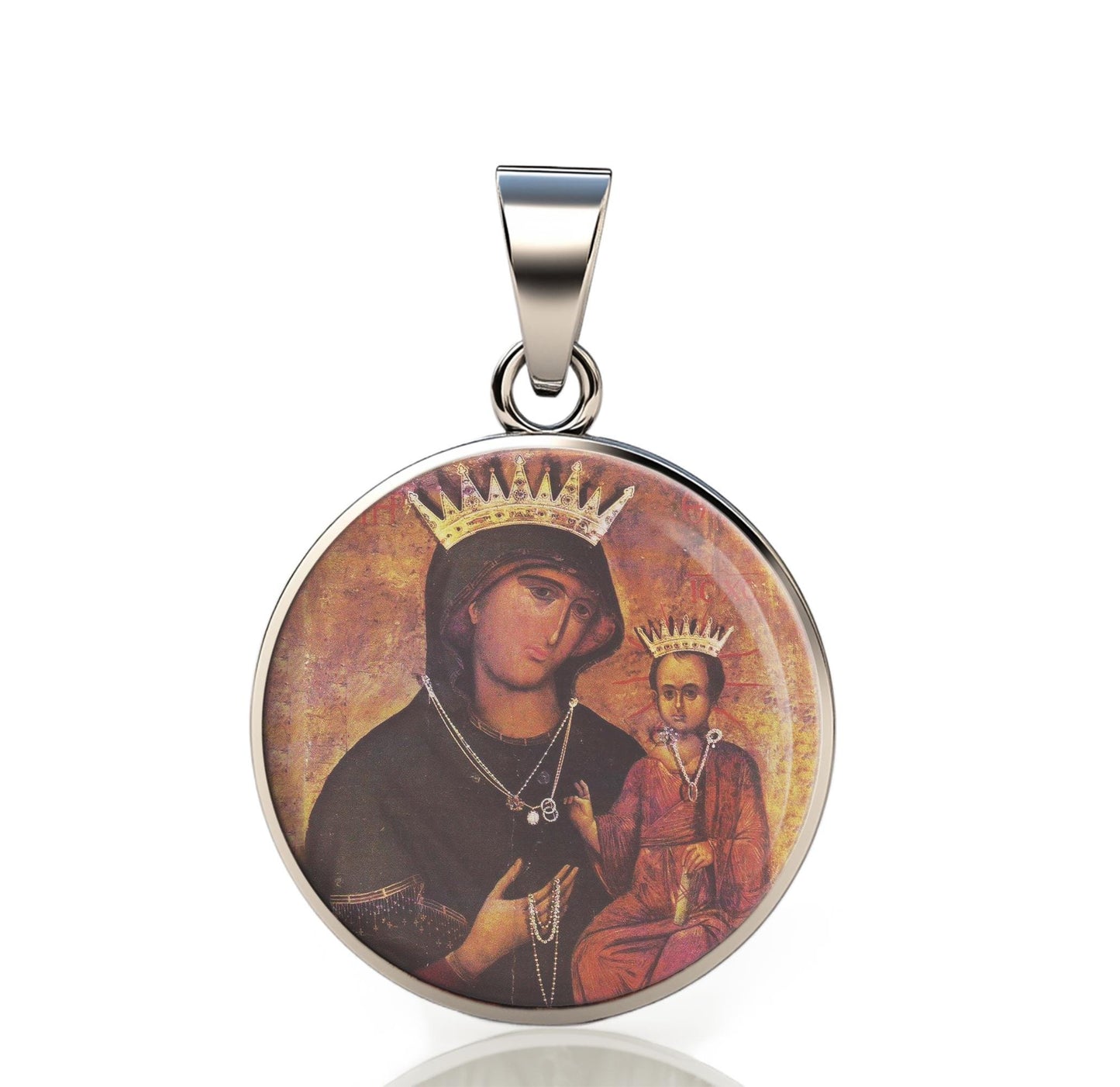 Our Lady Peacee 925 Sterling Silver Round Pendant Christian Religious Medal Small 20mm