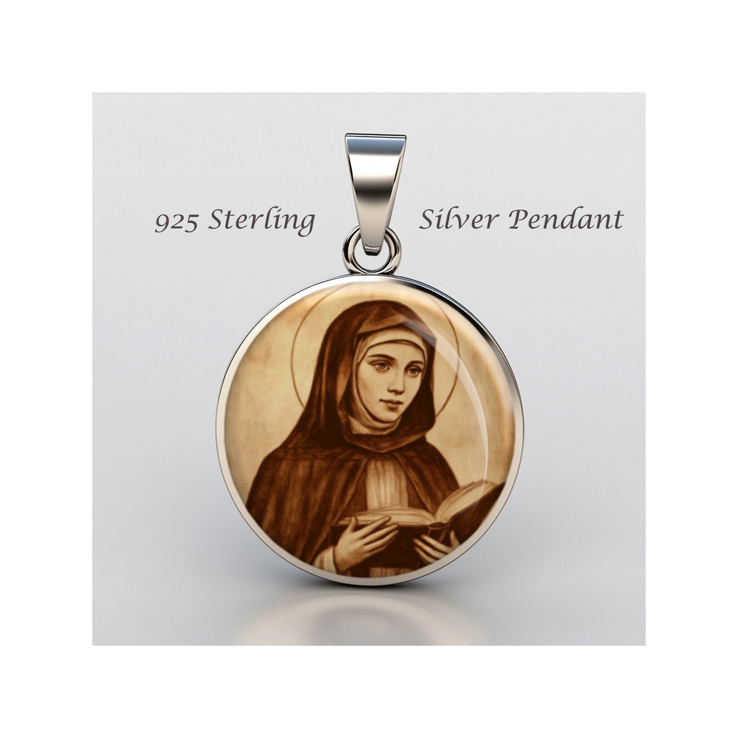 Saint Monica Catholic sterling silver 925 Christian Medal Patron Pendant image 0