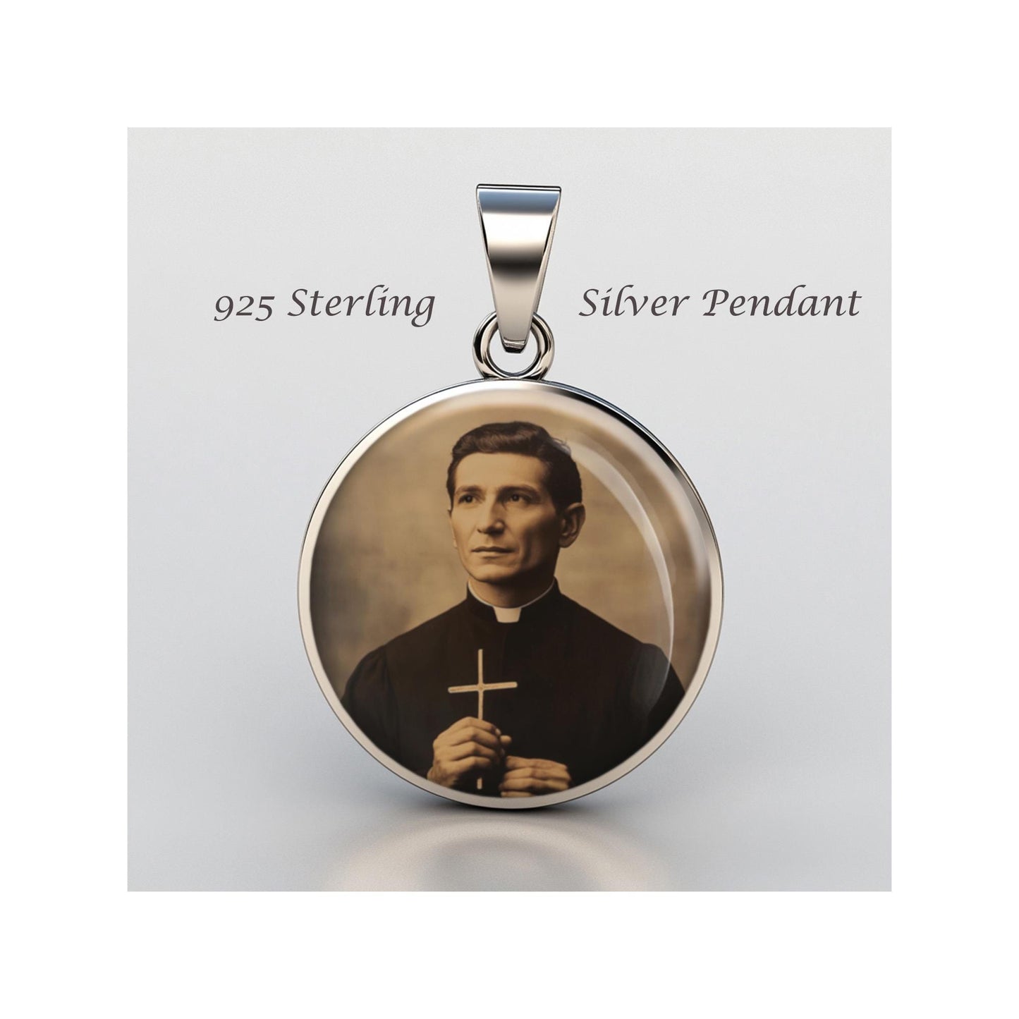 Saint Jean Bosco Religious Devotional sterling silver 925 Christian Medal Patron Pendant