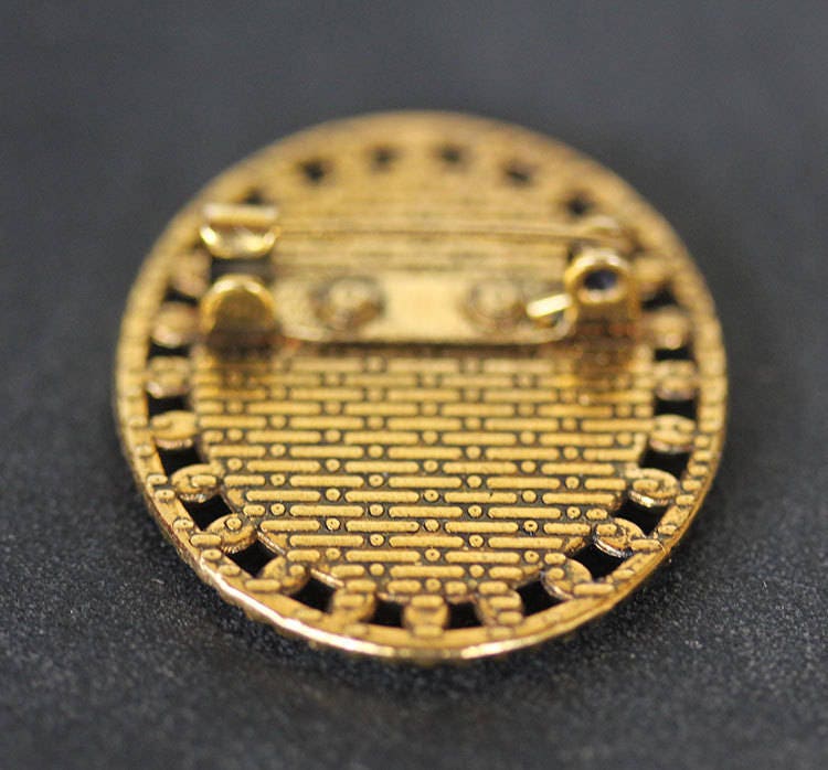 Our Lady of Bethlehem Brooch Catholic Broach. Virgin Mary Antique Gold Religious Pin