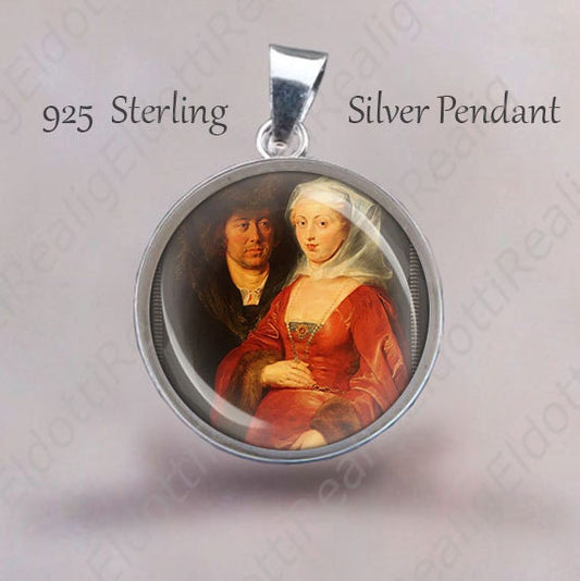 Saint Begga Religious Christian Pendant. Sterling Silver 925 Pendant 20mm. St Begue, Begge Silver Medal For Necklace