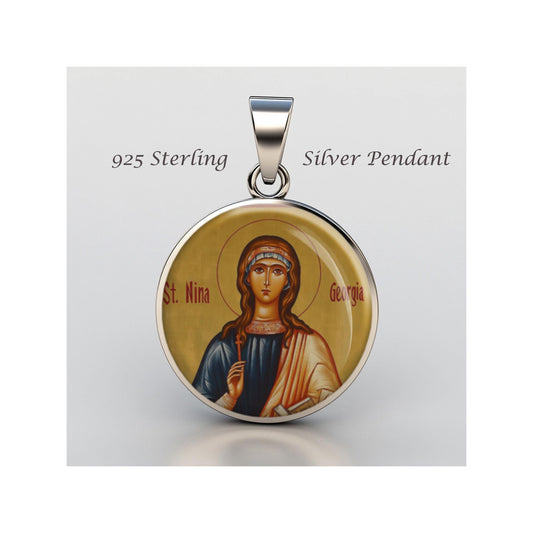 Saint Nino Nina Of Georgia Religious Devotional sterling silver 925 Christian Medal Patron