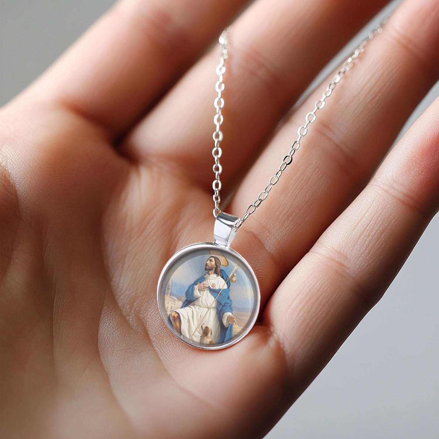 St. Roch Rocco Catholic Nobleman Necklace Christian Medal Pendant