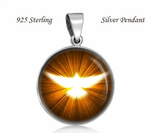 Dove Ghost Symbol Medal 925 Sterling Silver Religious Christian Pendant