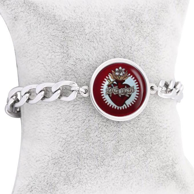 Our Lady Immaculate Chain Bracelet Gold or Silver tone Religious Jewelry